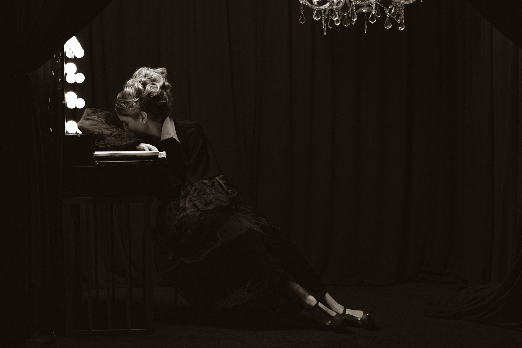 Sculpted curled updo by Benny Krelle, from the Exit Stage Left shoot